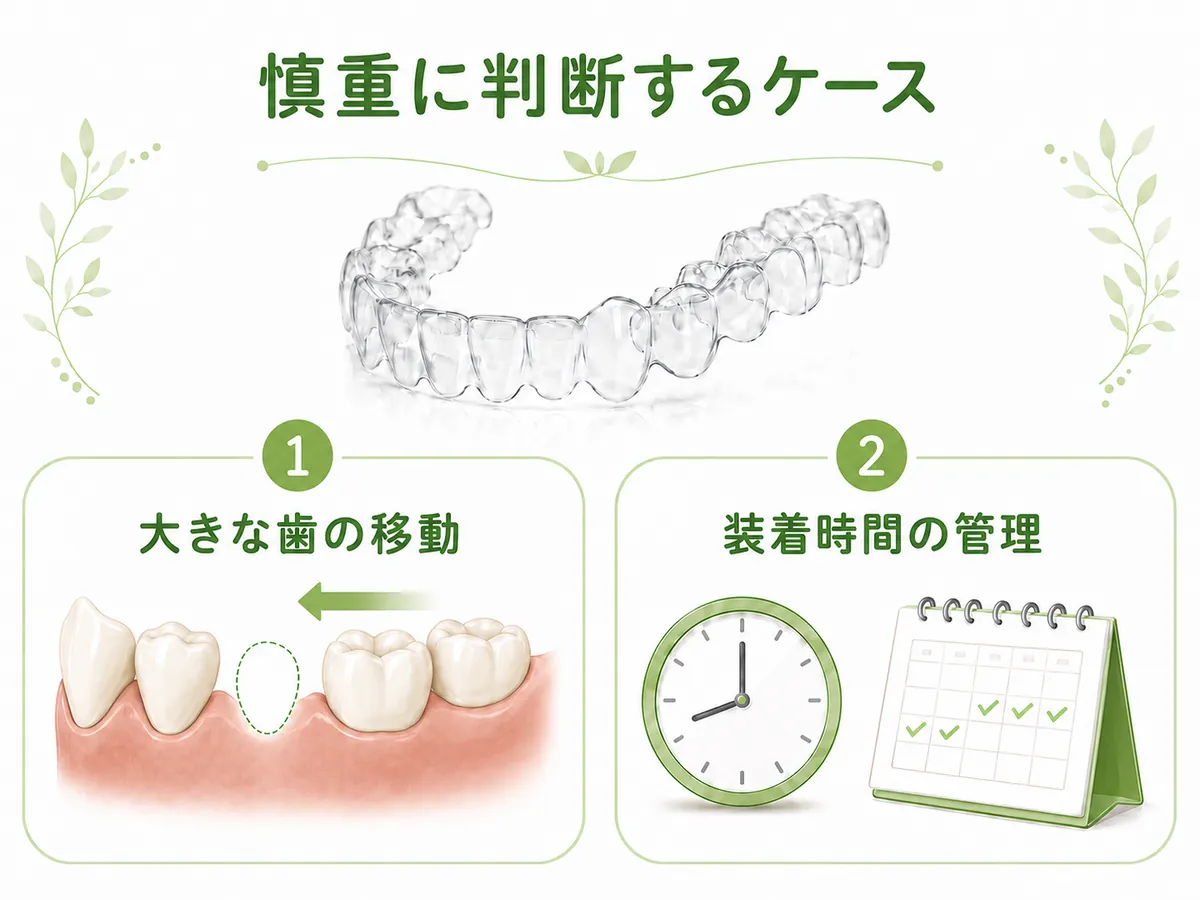 マウスピース矯正で慎重に判断するケースのイメージ