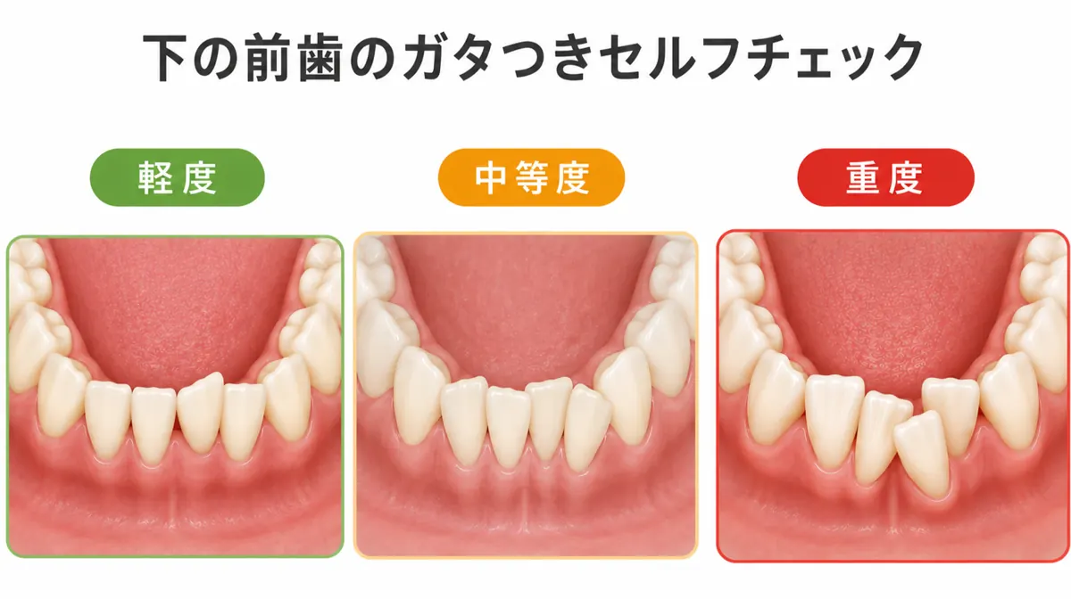 軽度・中等度・重度の叢生セルフチェック