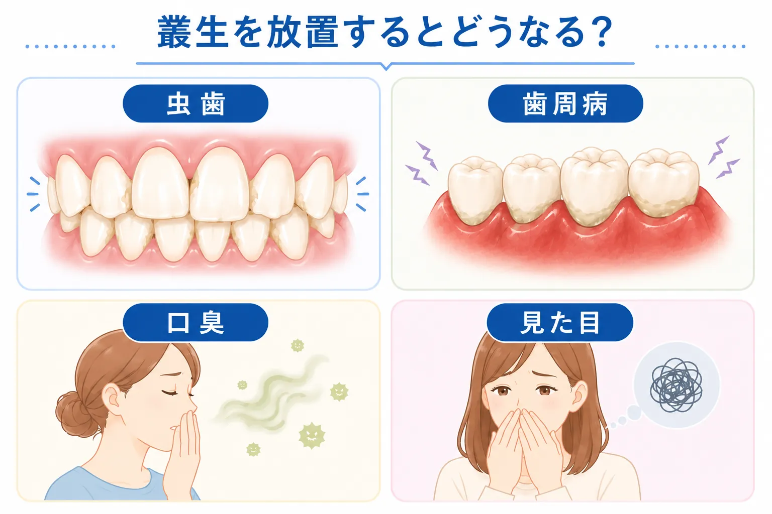 叢生を放置した場合に起こりやすい問題